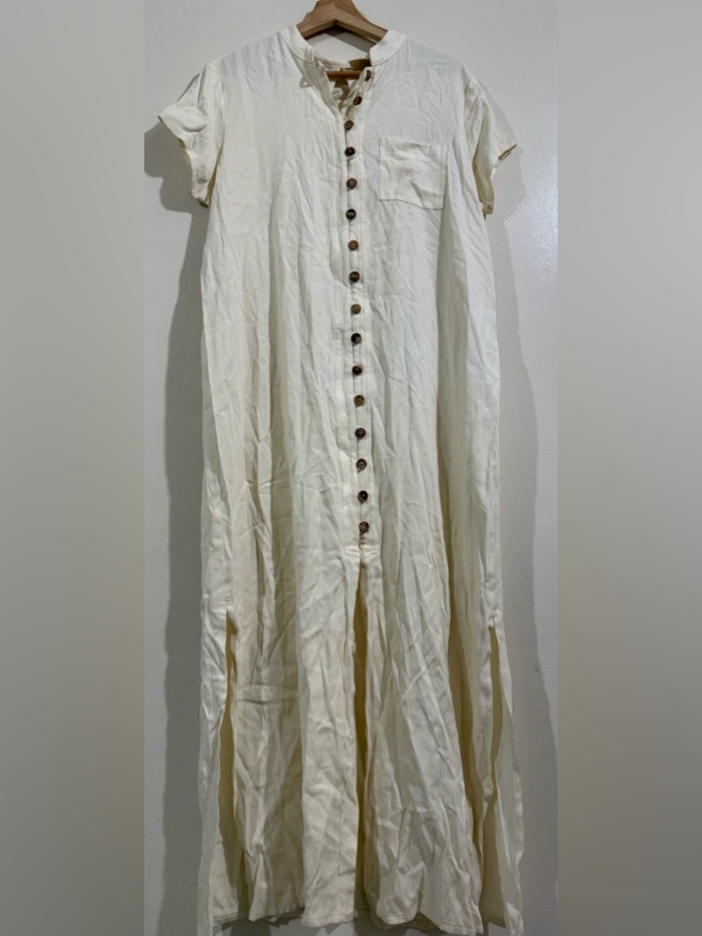 TRU Supply Light Cream Button-Down Maxi Shirt Dress